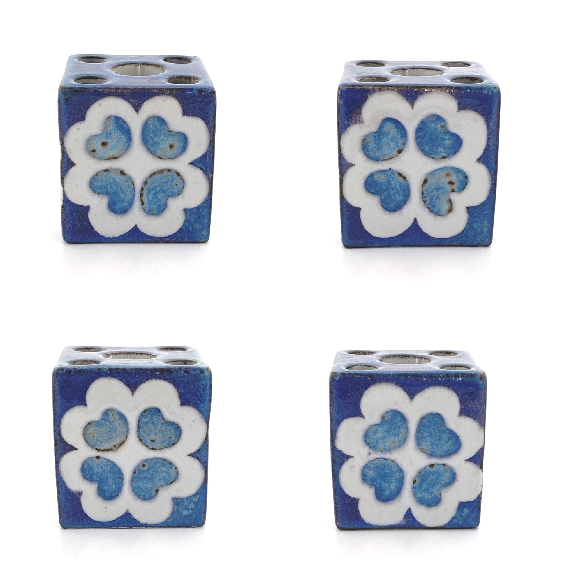 profiles Royal Copenhagen Denmark vintage faience Baca cube candle holder bud vase Ellen Malmer