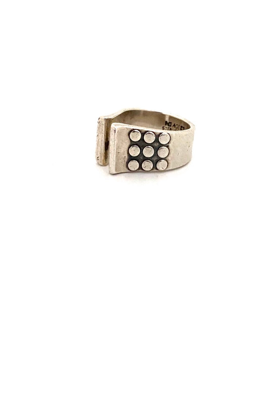 Anna Greta Eker for Plus Studios Norway Design vintage silver dots ring Scandinavian Modernist jewelry design