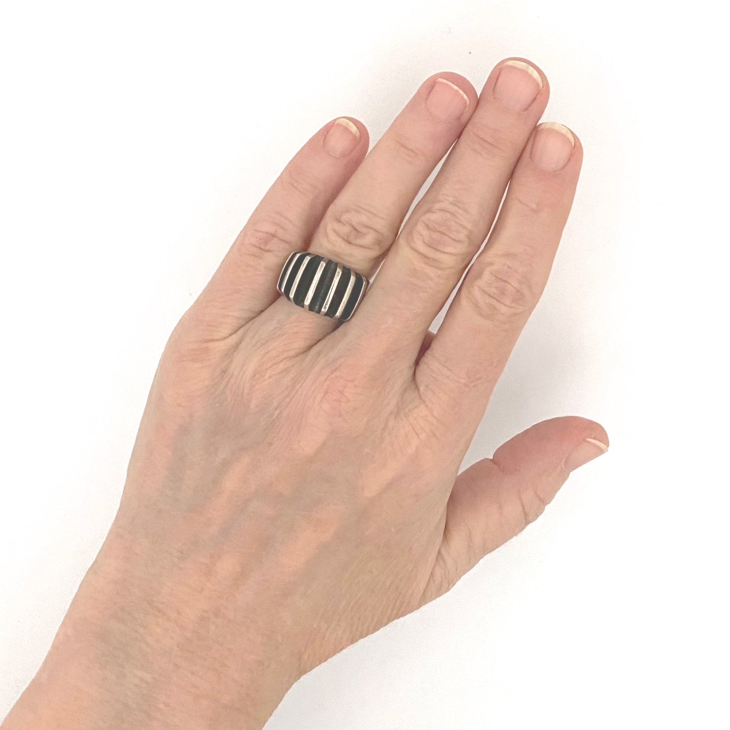scale Anna Greta Eker Plus Studios Norway Design vintage silver ridges ring Scandinavian Modernist jewelry design