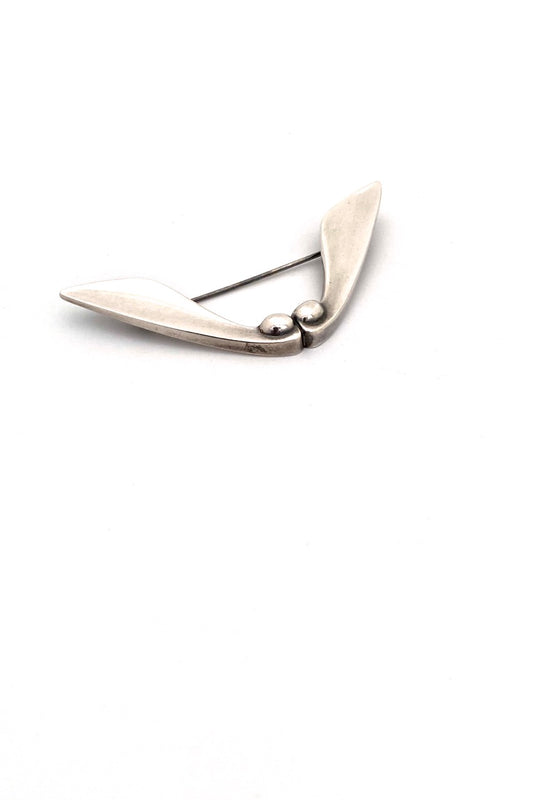 Anton Michelsen Denmark vintage silver large maple keys seed brooch Eigil Jensen Scandinavian Modernist jewelry design