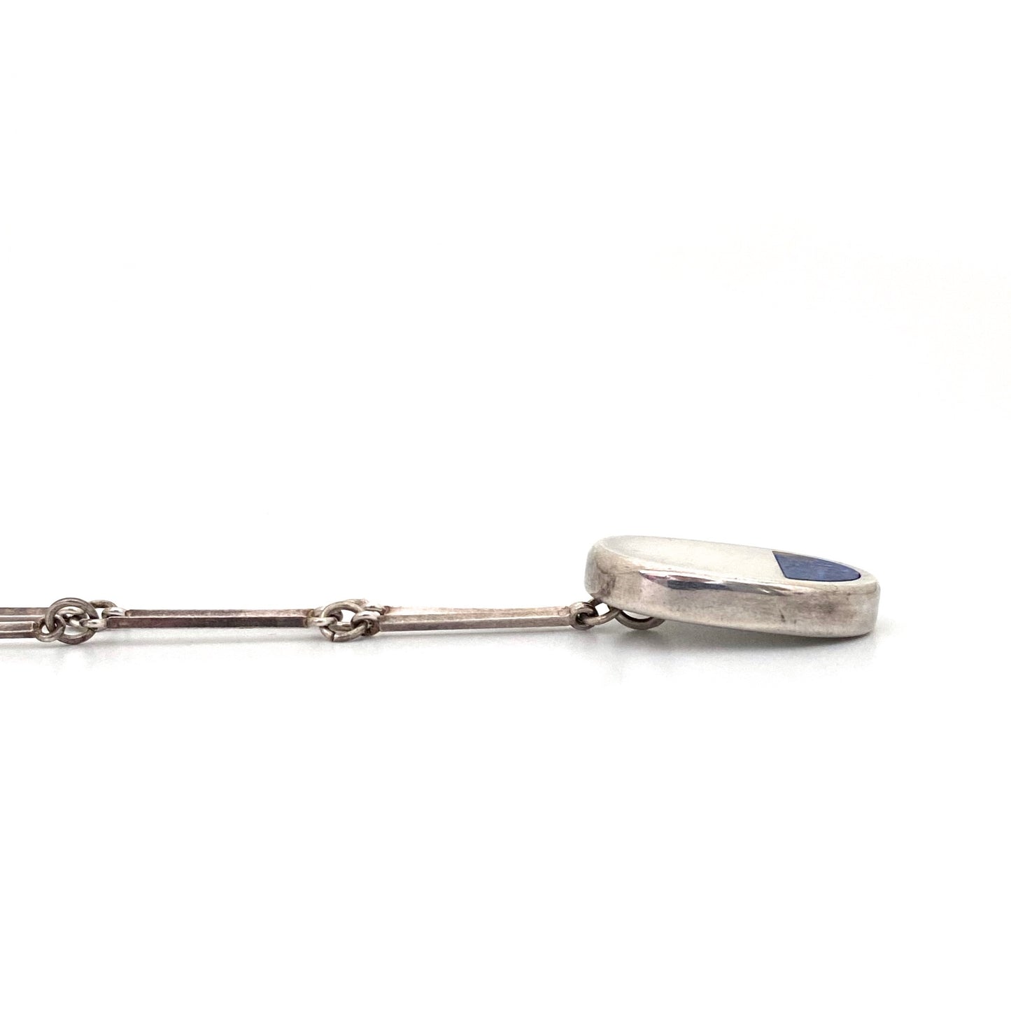 profile Arne Johansen Denmark vintage silver lapis lazuli pendant necklace Scandinavian Modernist jewelry design