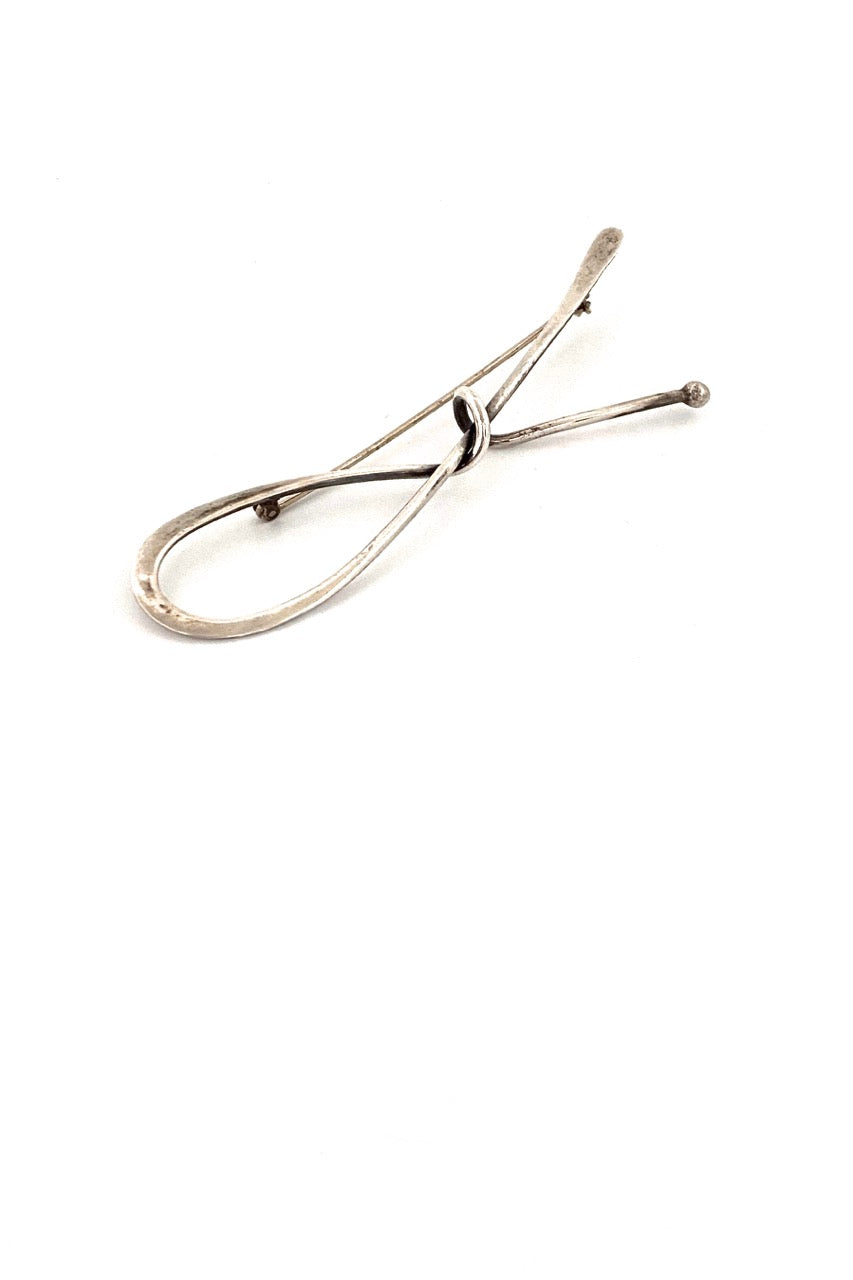 Art Smith USA vintage silver large loop brooch American Modernist jewelry design