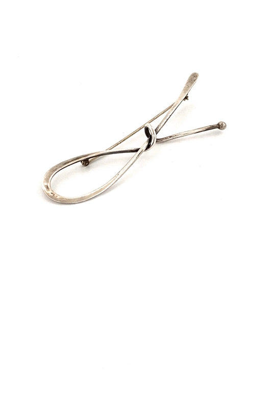 Art Smith USA vintage silver large loop brooch American Modernist jewelry design