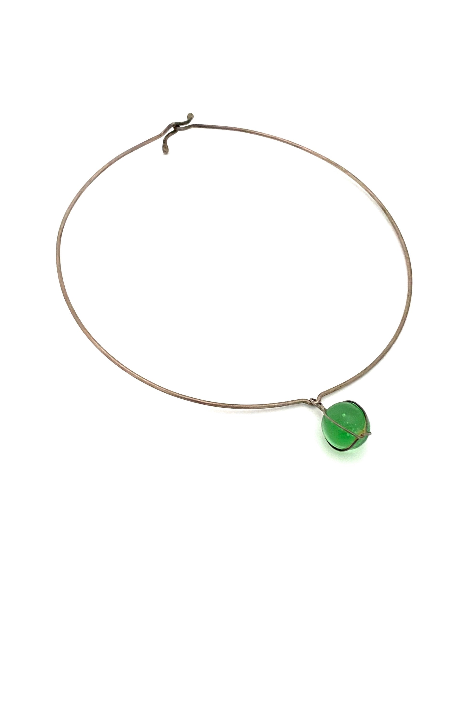 Bent Knudsen Denmark vintage silver glass sphere choker necklace Scandinavian Modernist jewelry design