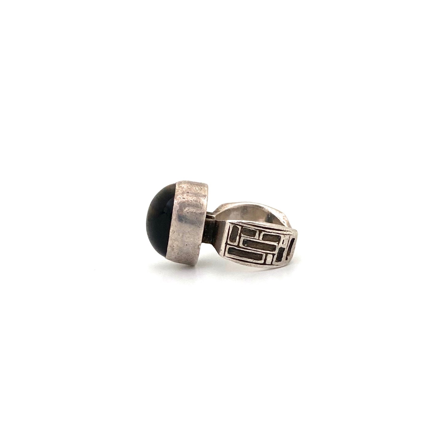 profile Bernard Chaudron Canada vintage silver falcons eye ring Canadian Modernist jewelry design