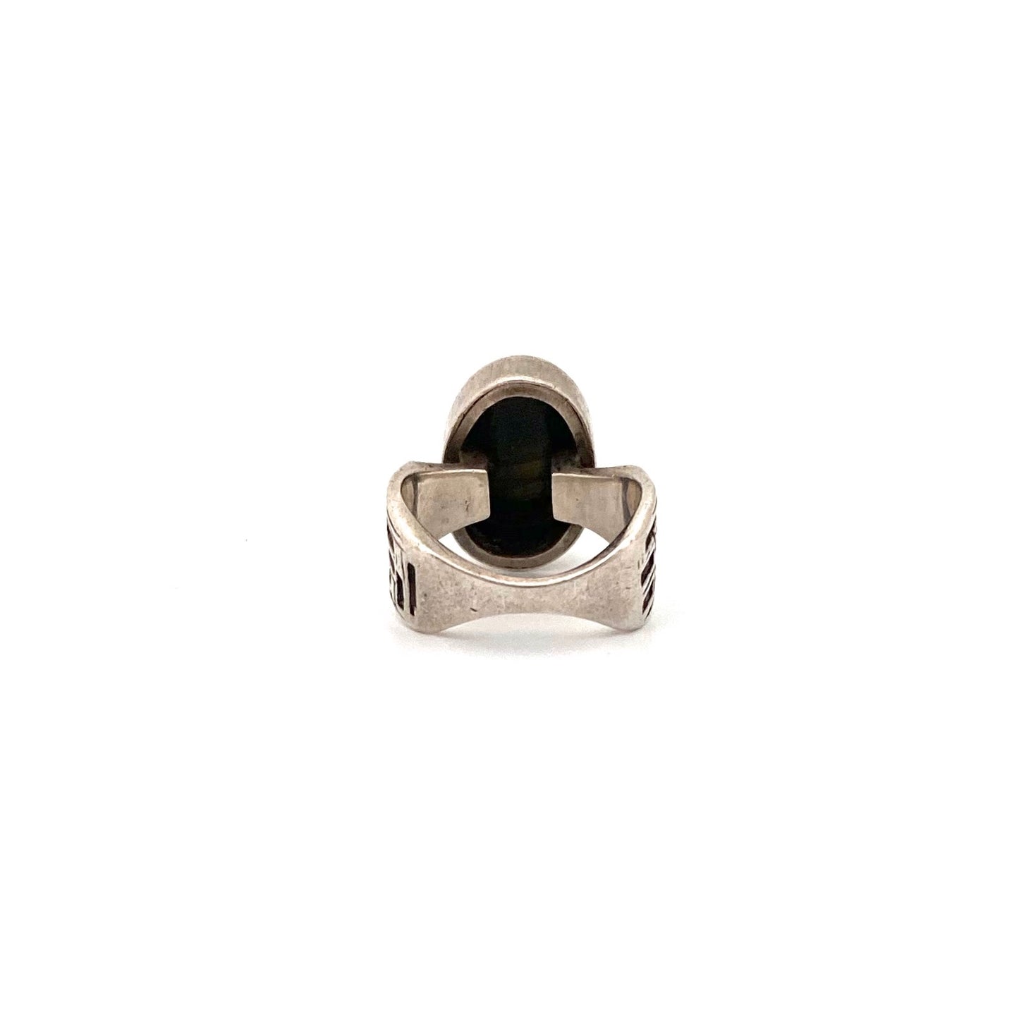 Bernard Chaudron sterling silver & falcons eye ring