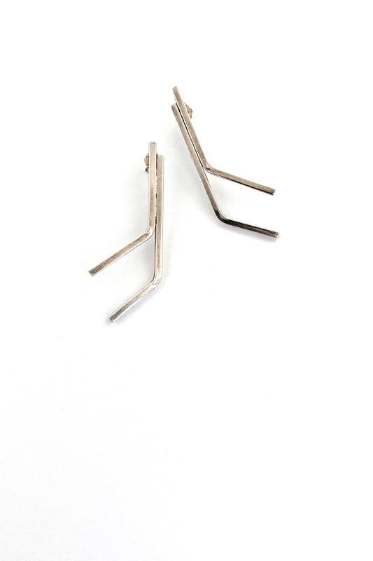 Betty Cooke USA vintage silver drop earrings Modernist jewelry design