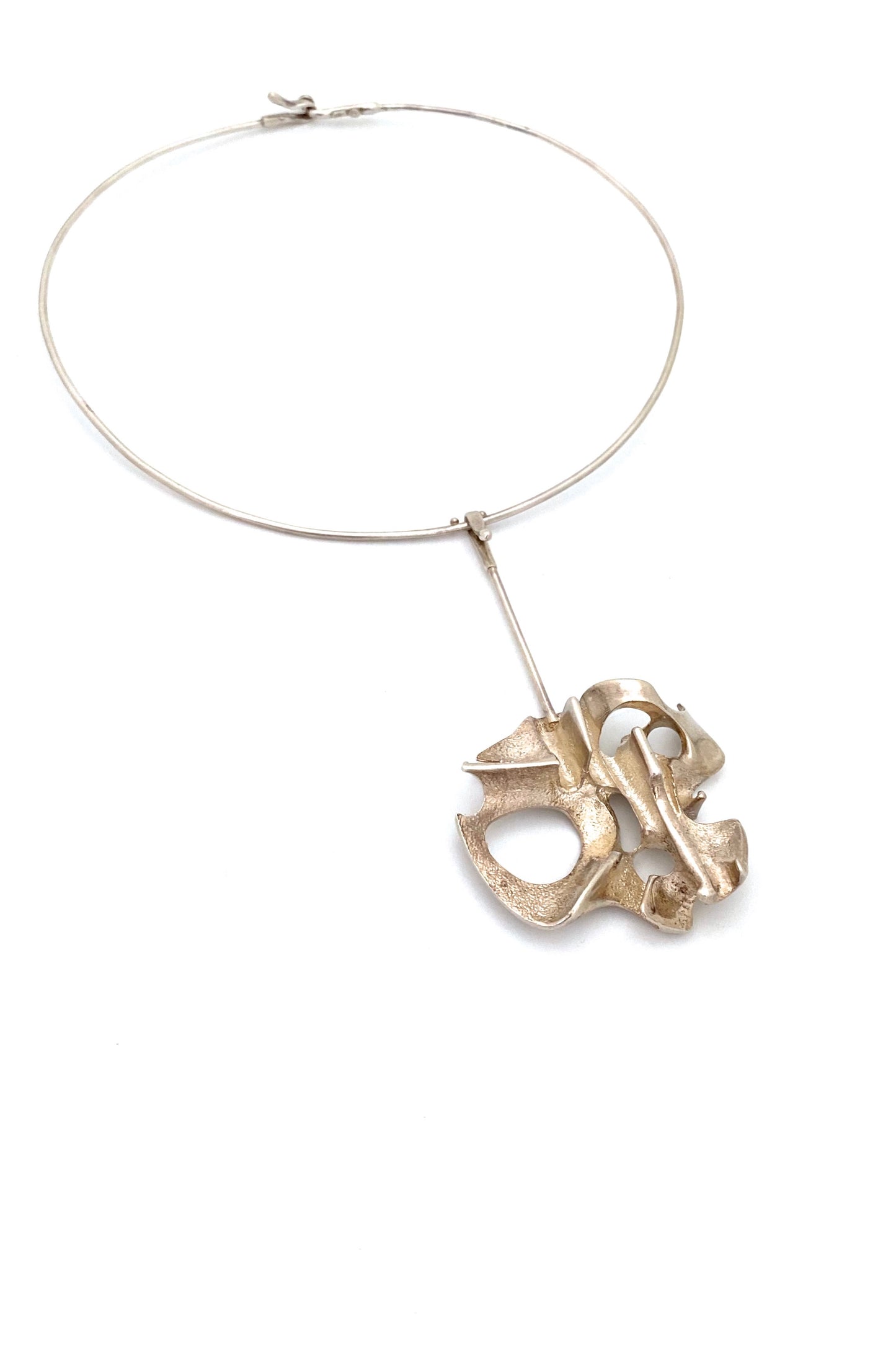 Campbell Scott Canada vintage silver extra large sculptural pendant on neck ring Modernist jewelry design