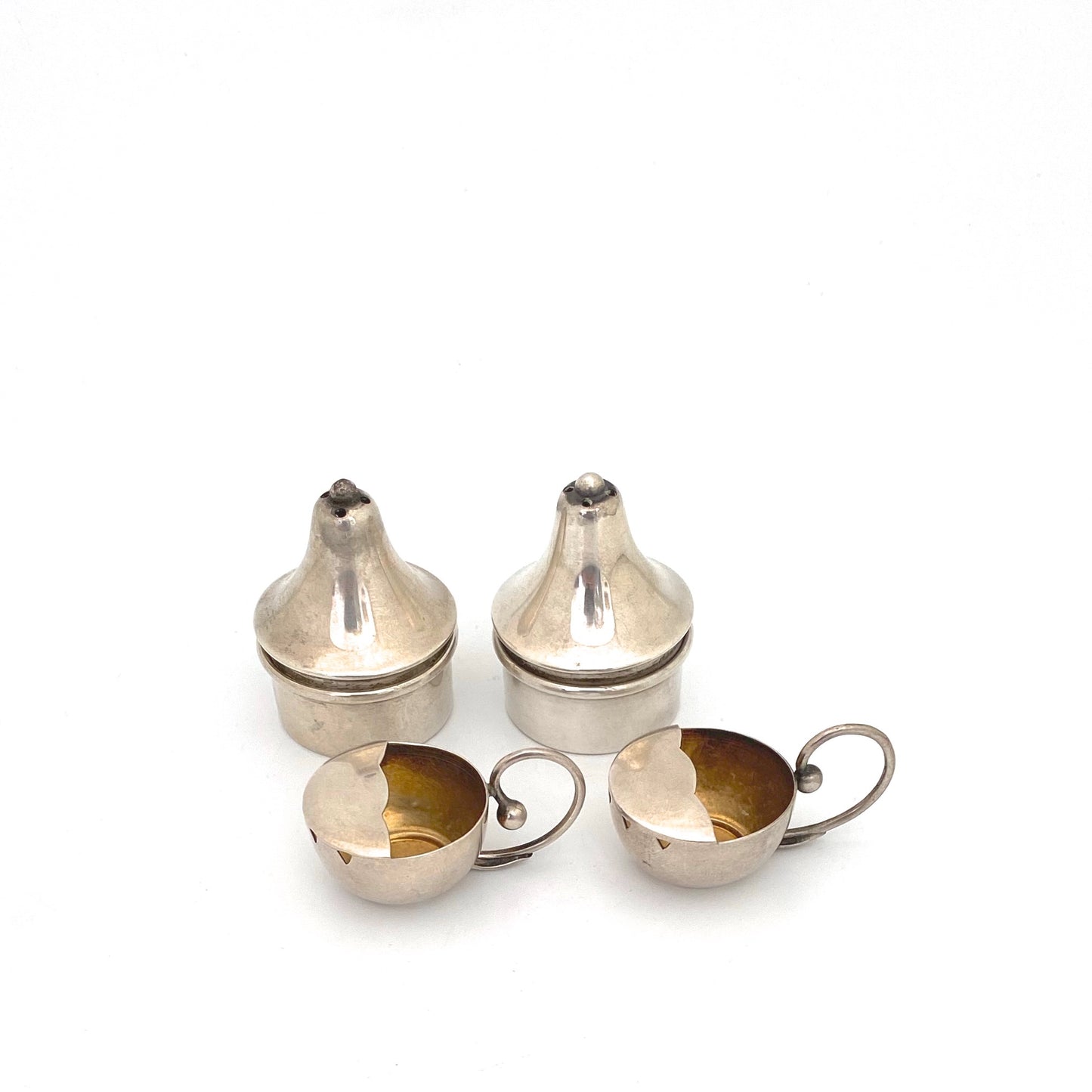 detail Carl Poul Petersen Canada vintage sterling silver individual salt pepper