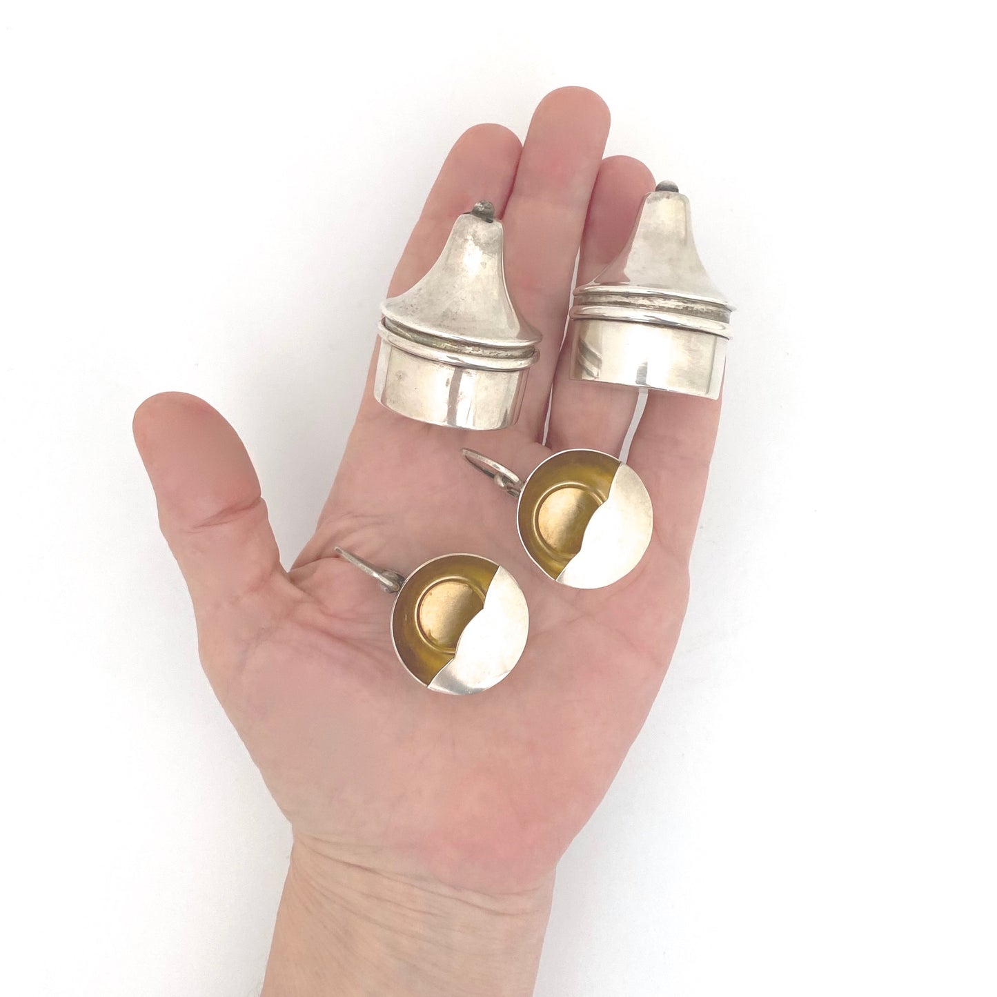 scale Carl Poul Petersen Canada vintage sterling silver individual salt pepper