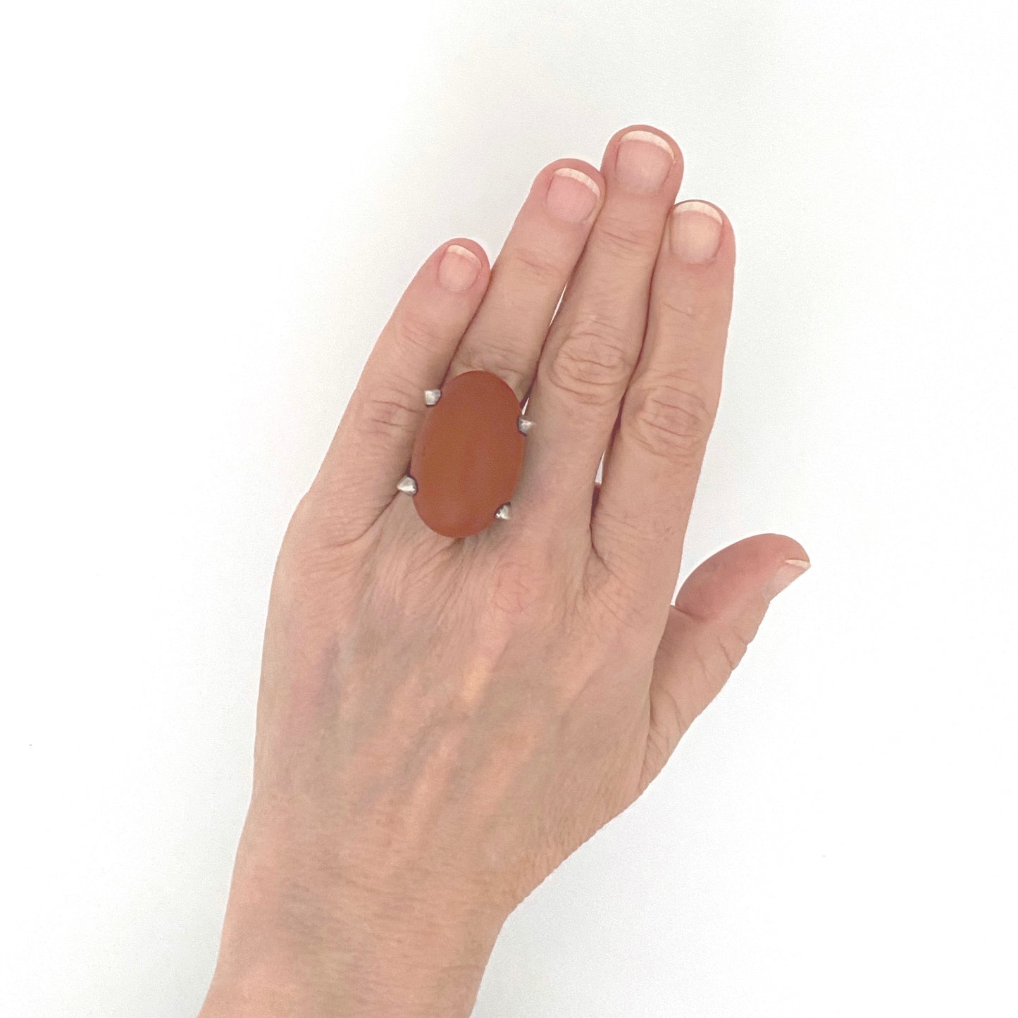 scale Carmen Beckmann Mexico vintage silver jasper extra large ring Modernist jewelry design