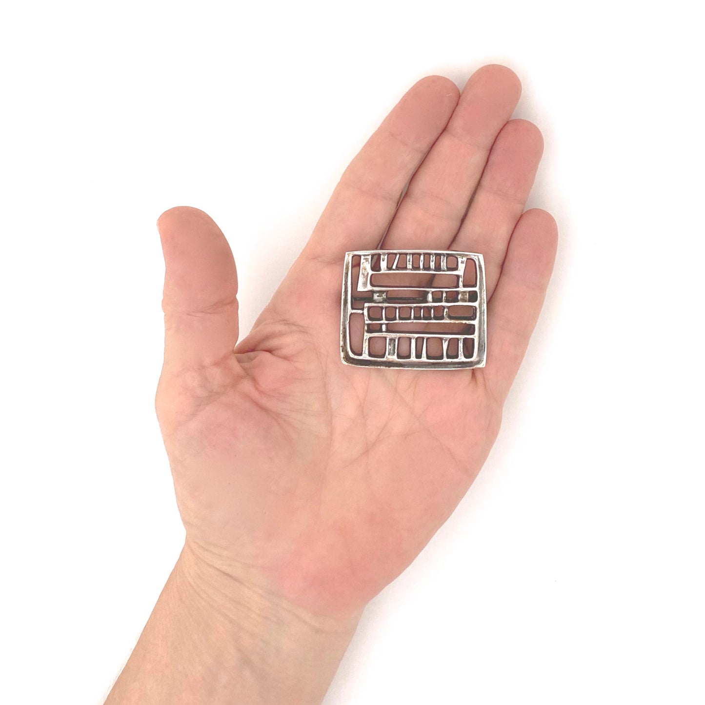 scale David-Andersen Norway vintage silver abstract brooch Bjorn Sigurd Ostern Scandinavian Modernist jewelry design