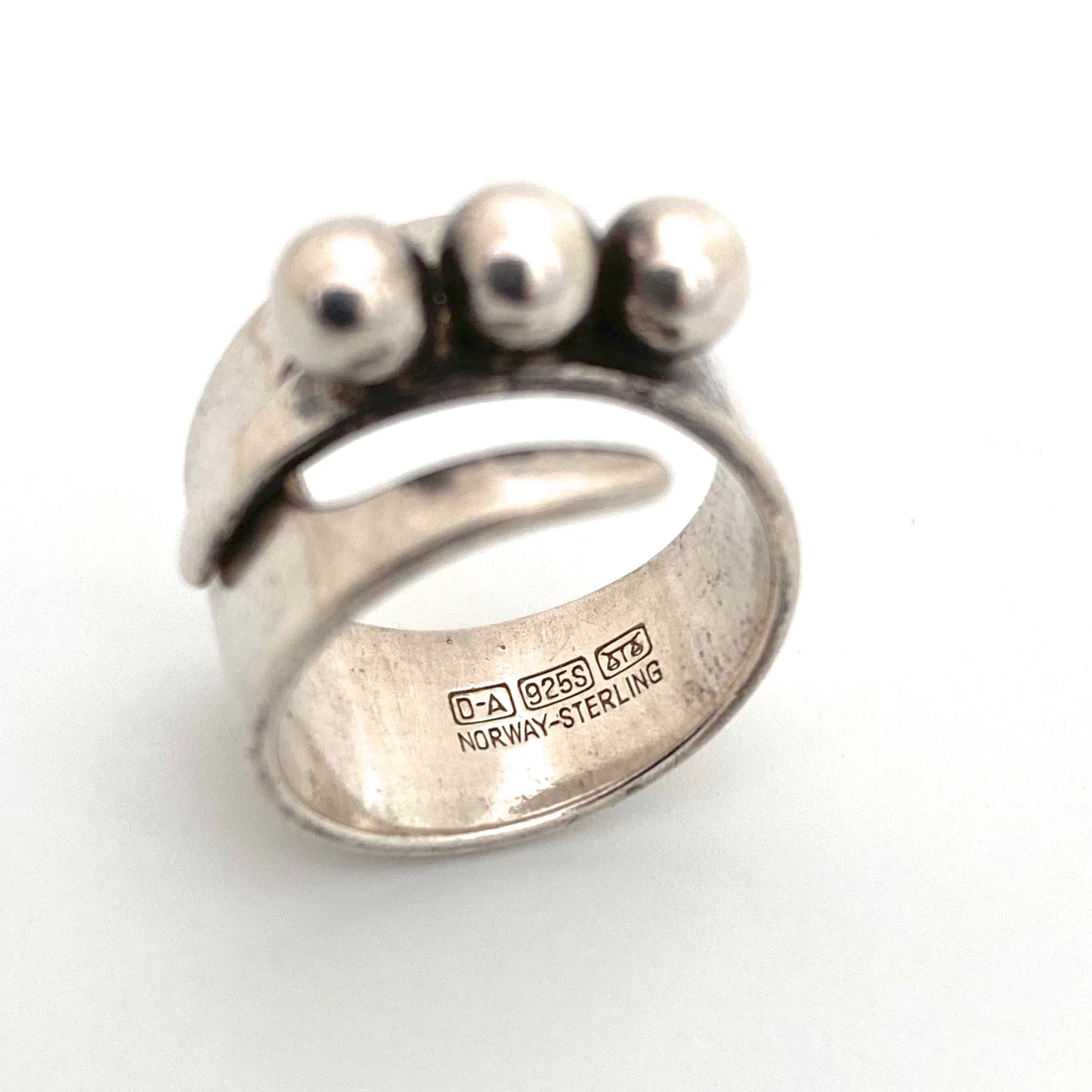 David-Andersen silver wrap ring ~ 3 spheres