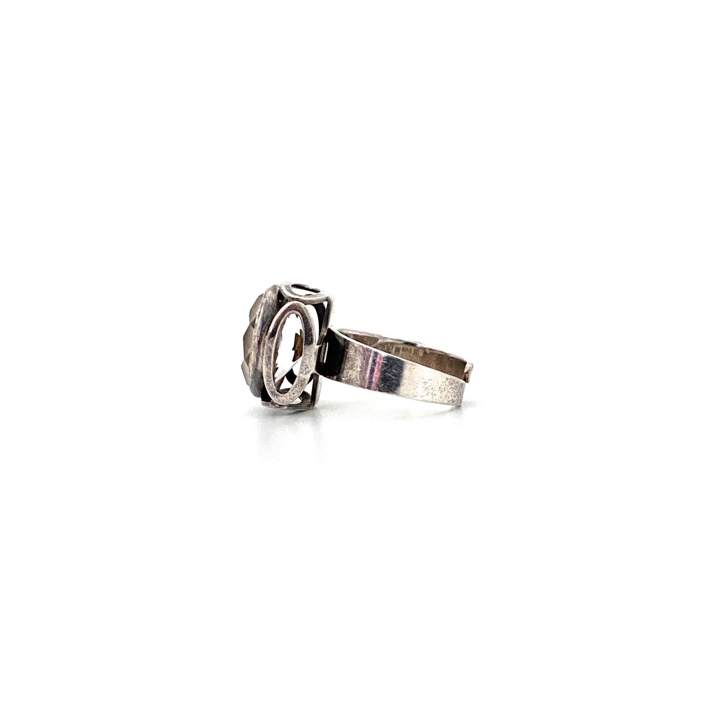 profile Ekstrom Sweden vintage silver rock crystal ring 1974 Scandinavian Modernist jewelry design