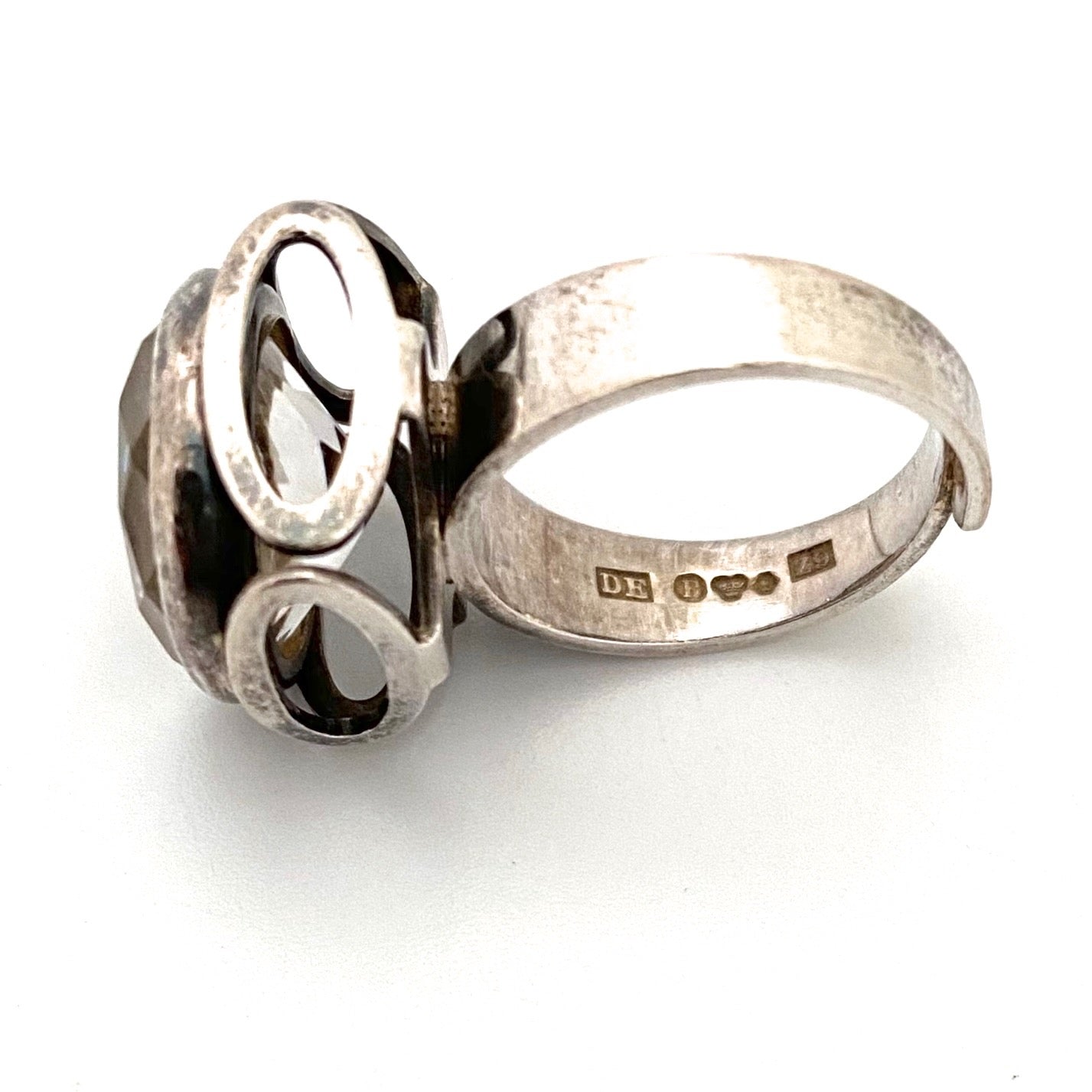 Ekstrom Sweden silver & rock crystal ring ~ 1974
