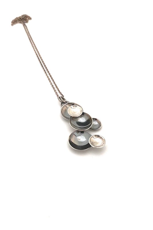 Elis Kauppi Kupittaan Kulta Finland vintage silver discs pendant necklace Scandinavian Modernist jewelry design