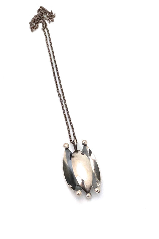 Kupittaan Kulta Elis Kauppi Finland vintage silver pendant necklace Scandinavian Modernist jewelry design