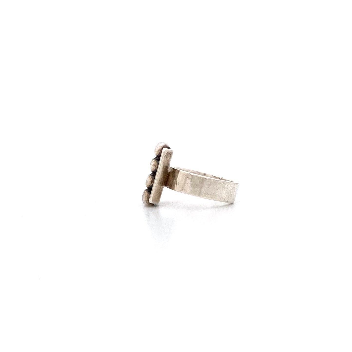 profile Elis Kauppi Kupittaan Kulta Finland vintage silver spheres ring Scandinavian Modernist jewelry design