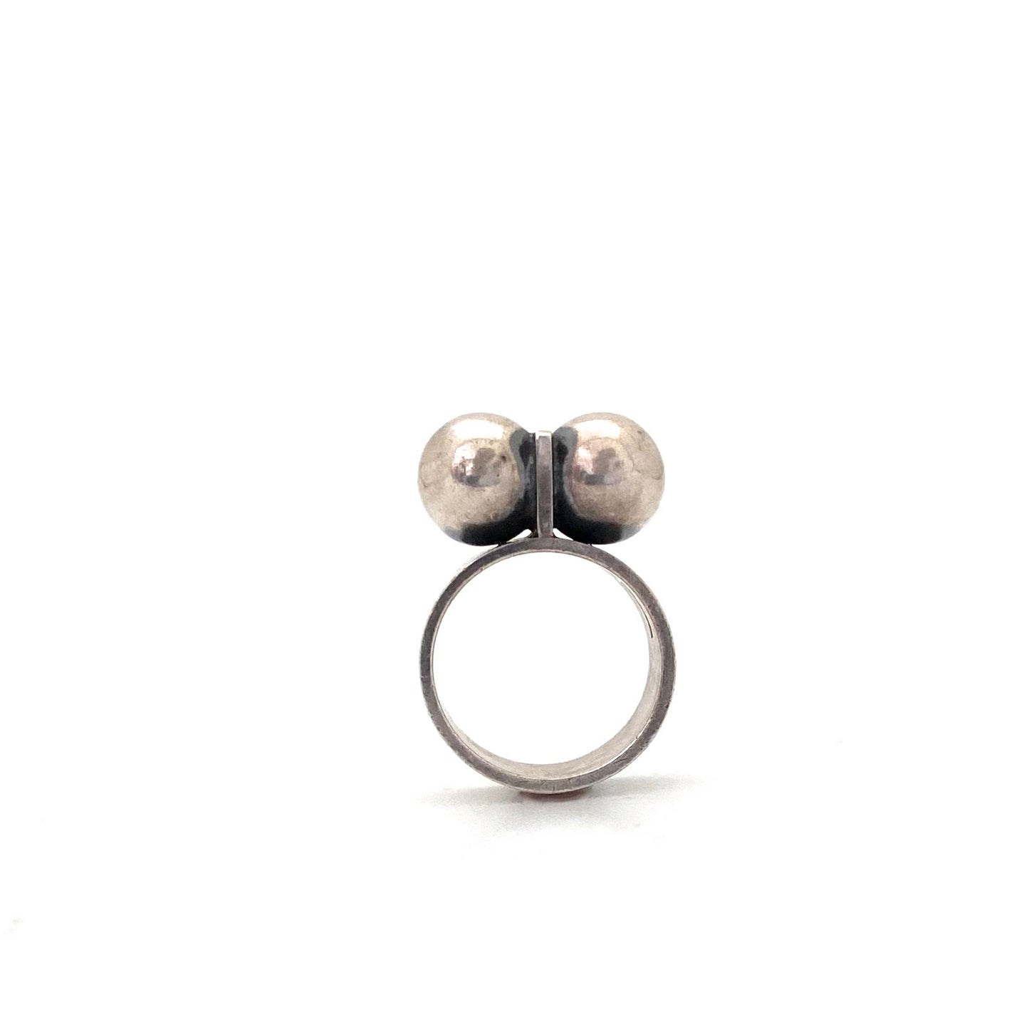 profile Elis Kauppi Kupittaan Kulta Finland vintage silver spheres ring Scandinavian Modernist jewelry design