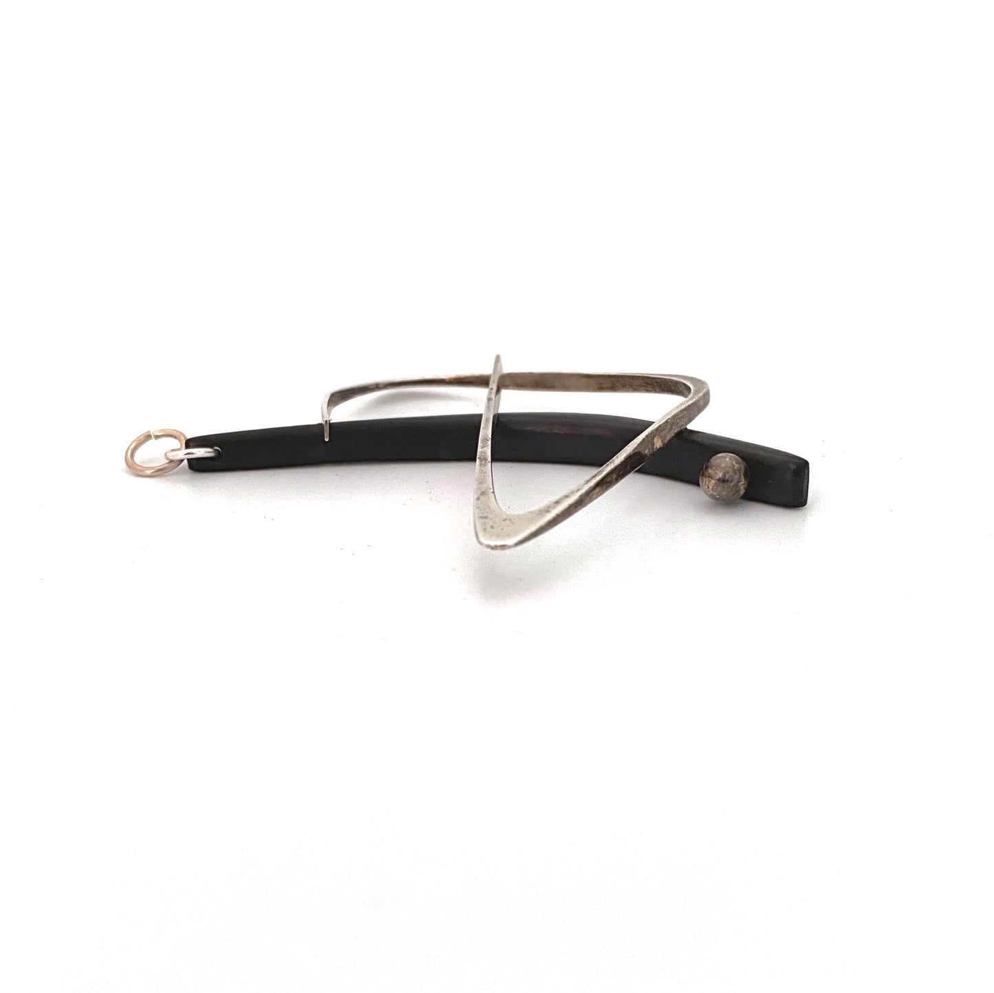profile Everett MacDonald USA vintage silver ebony pendant for necklace American Modernist jewelry design