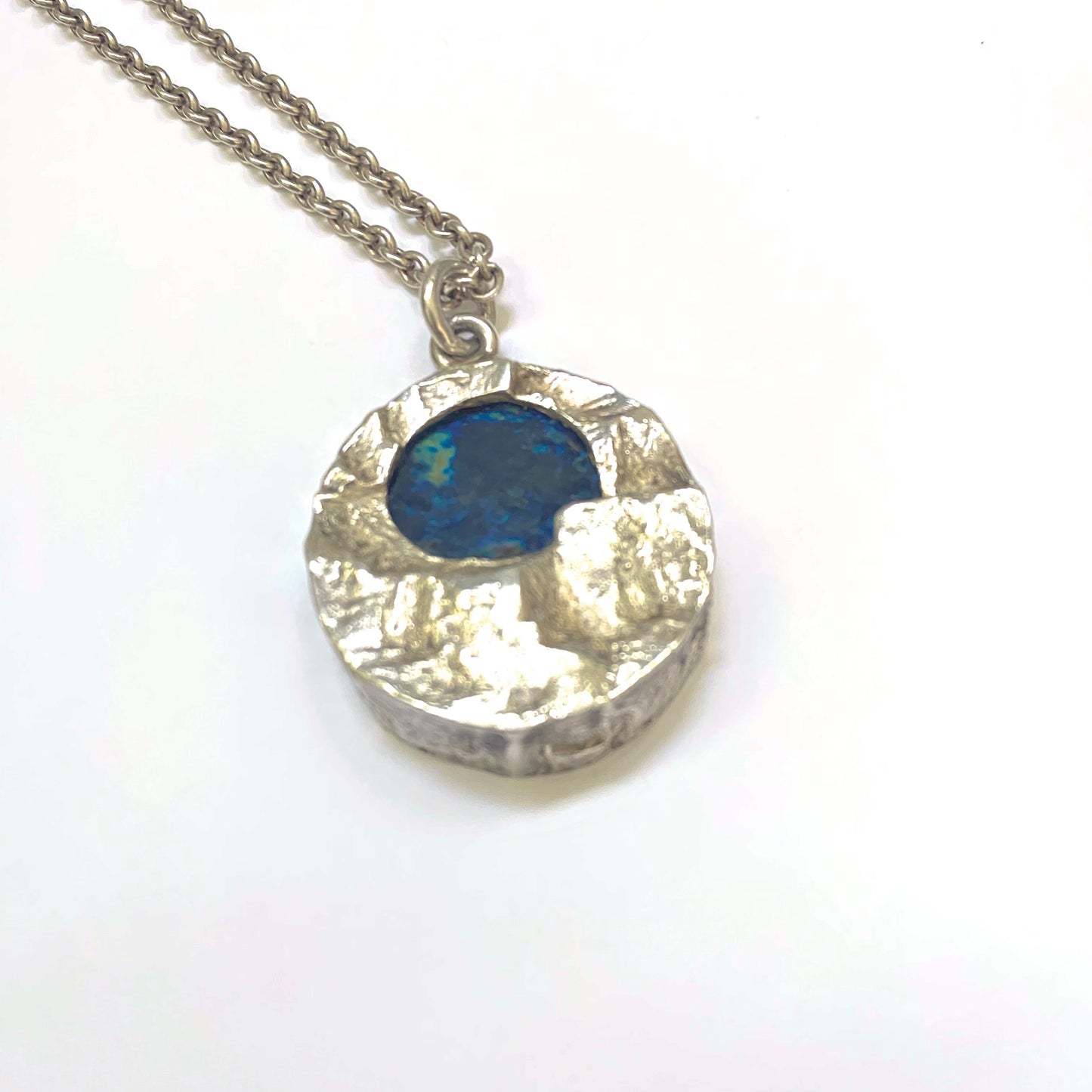 Finlandia heavy silver & labradorite pendant necklace ~ 1975 ON HOLD for AC