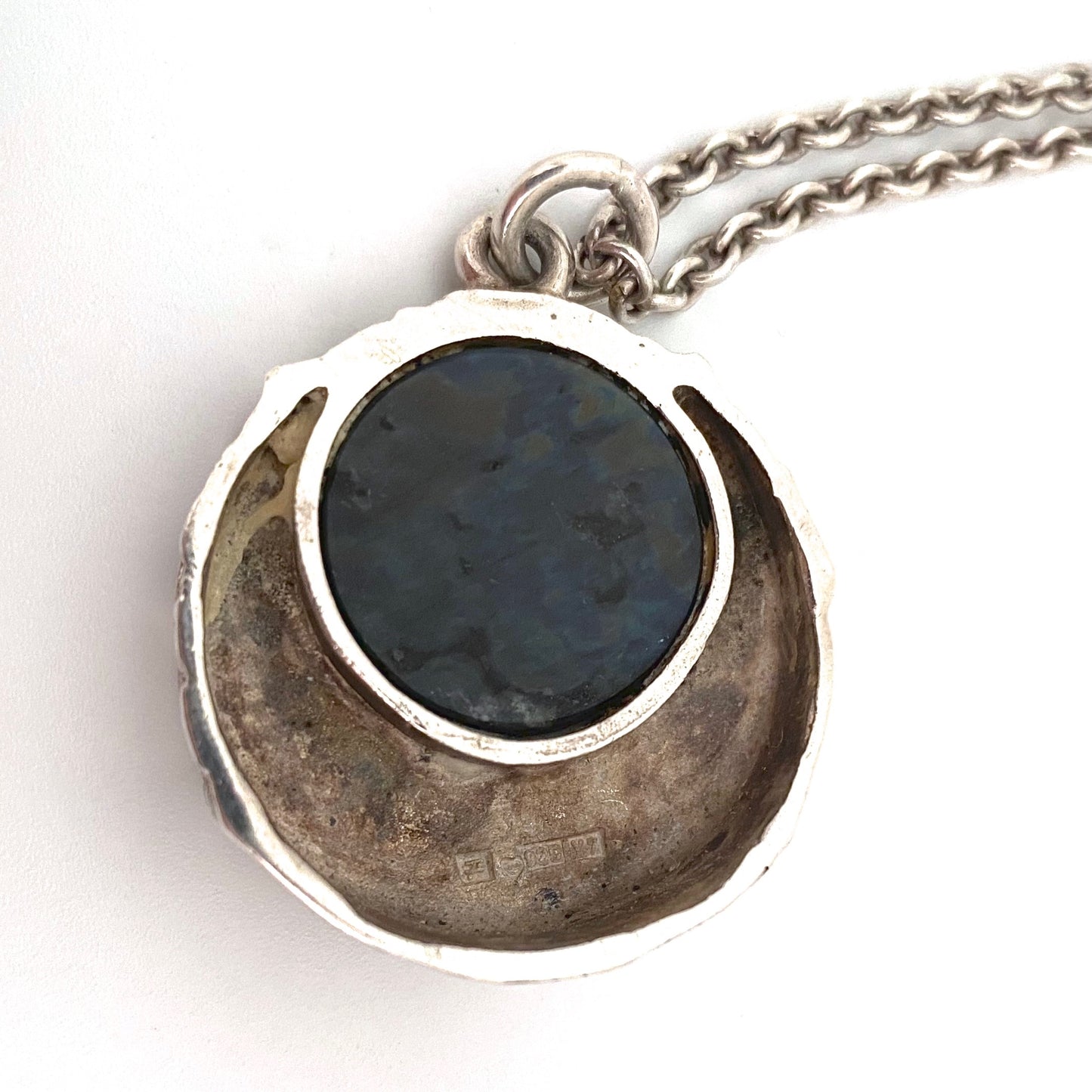 Finlandia heavy silver & labradorite pendant necklace ~ 1975 ON HOLD for AC