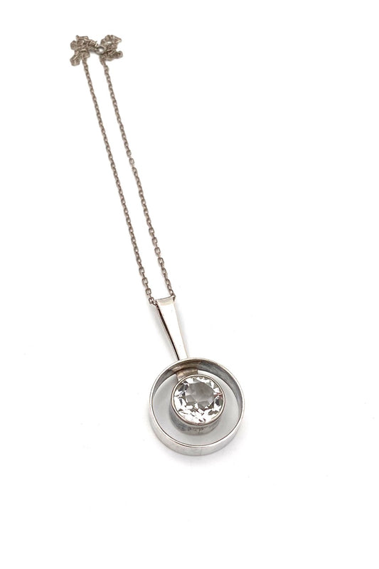 G Kaplan Sweden vintage silver rock crystal large pendant Scandinavian Modernist jewelry design
