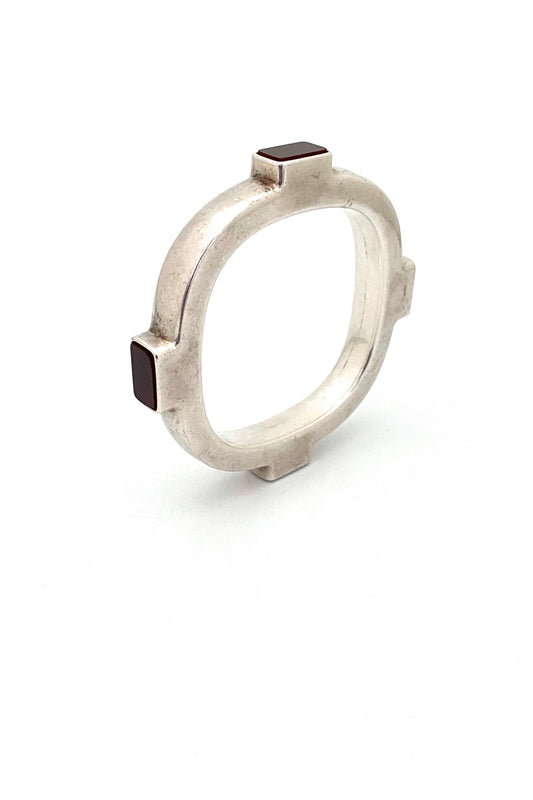 Georg Jensen Denmark vintage heavy silver carnelian bangle bracelet 254 by Kim Naver Scandinavian Modernist jewelry design