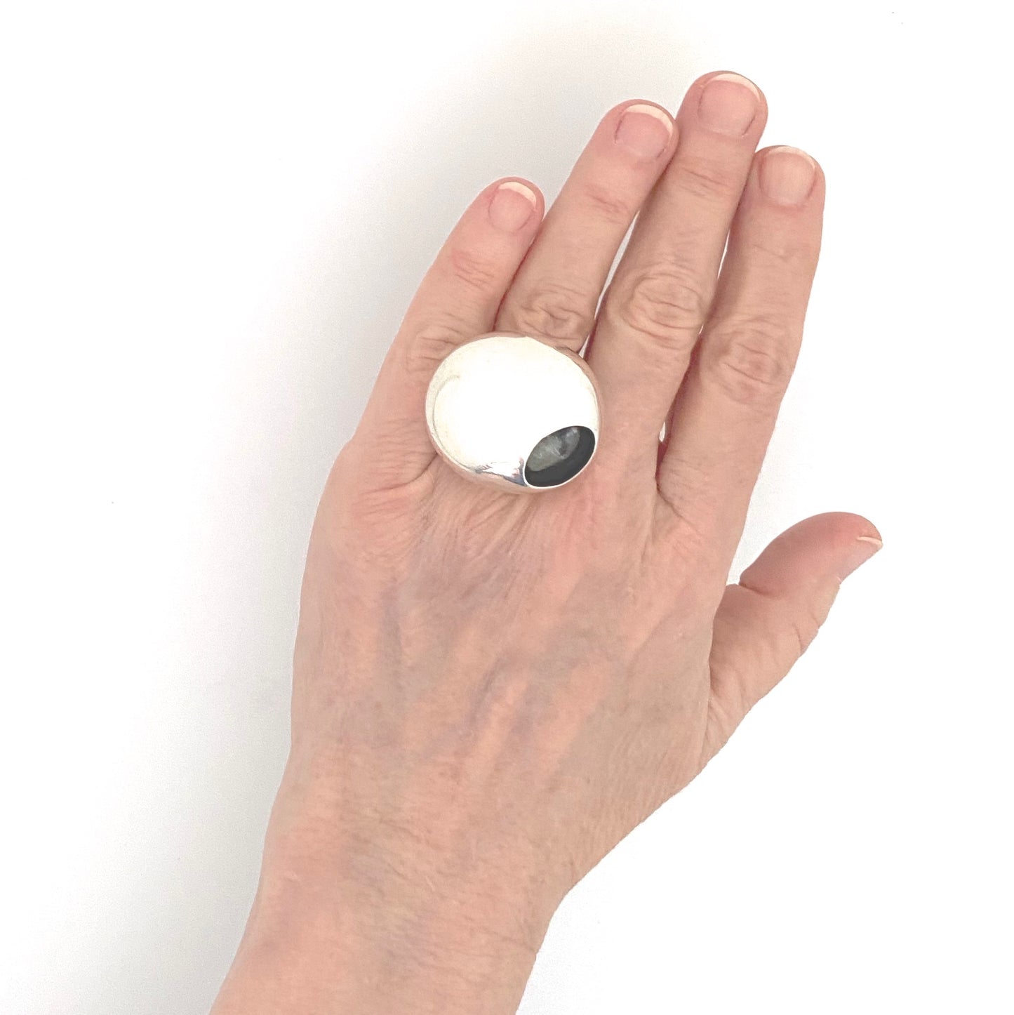 scale Georg Jensen Denmark vintage silver large Cave ring 441 Jacqueline Rabun Scandinavian Modernist jewelry design