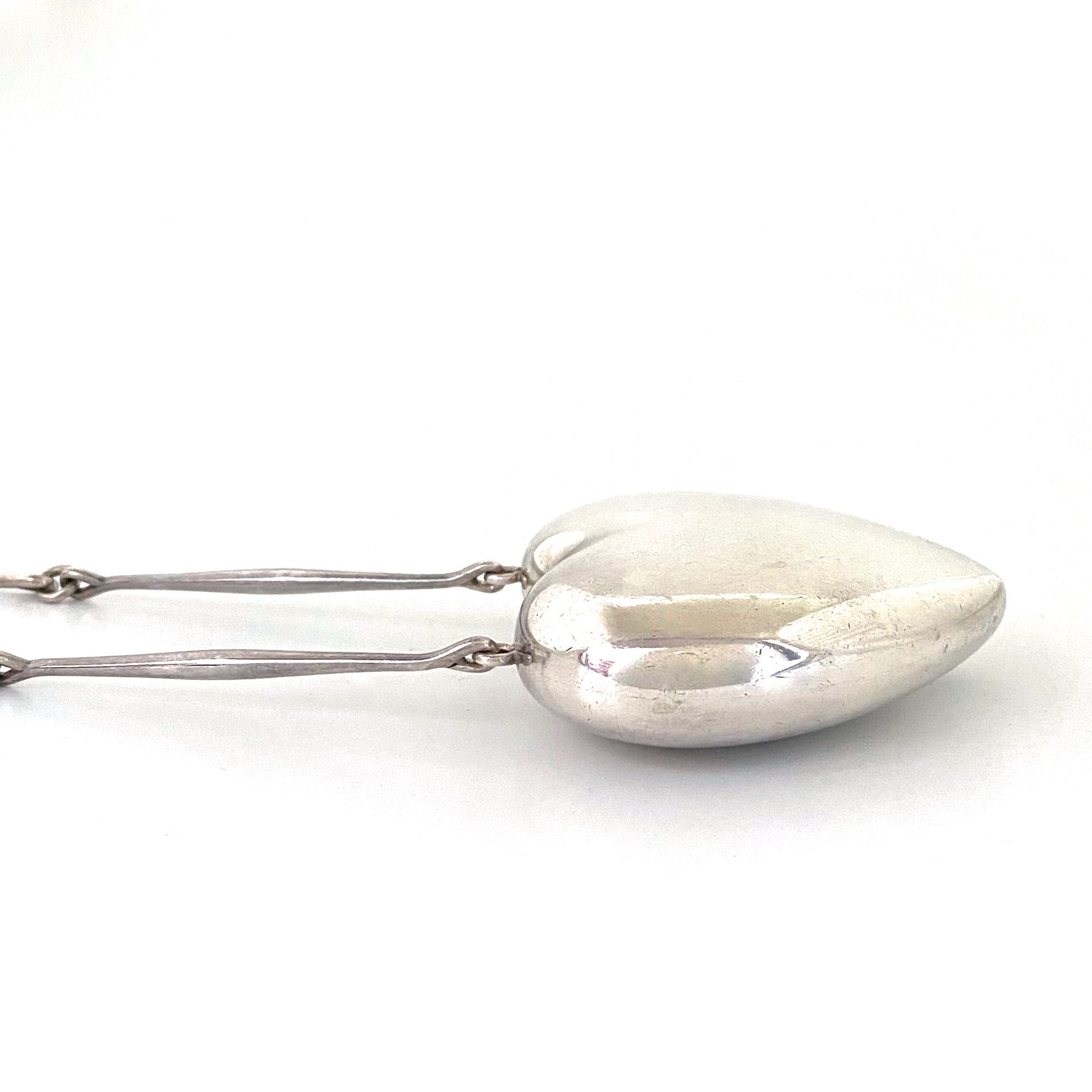 profile Georg Jensen Denmark vintage silver large heart 'Joy' necklace 126 by Astrid Fog Scandinavian Modernist jewelry design