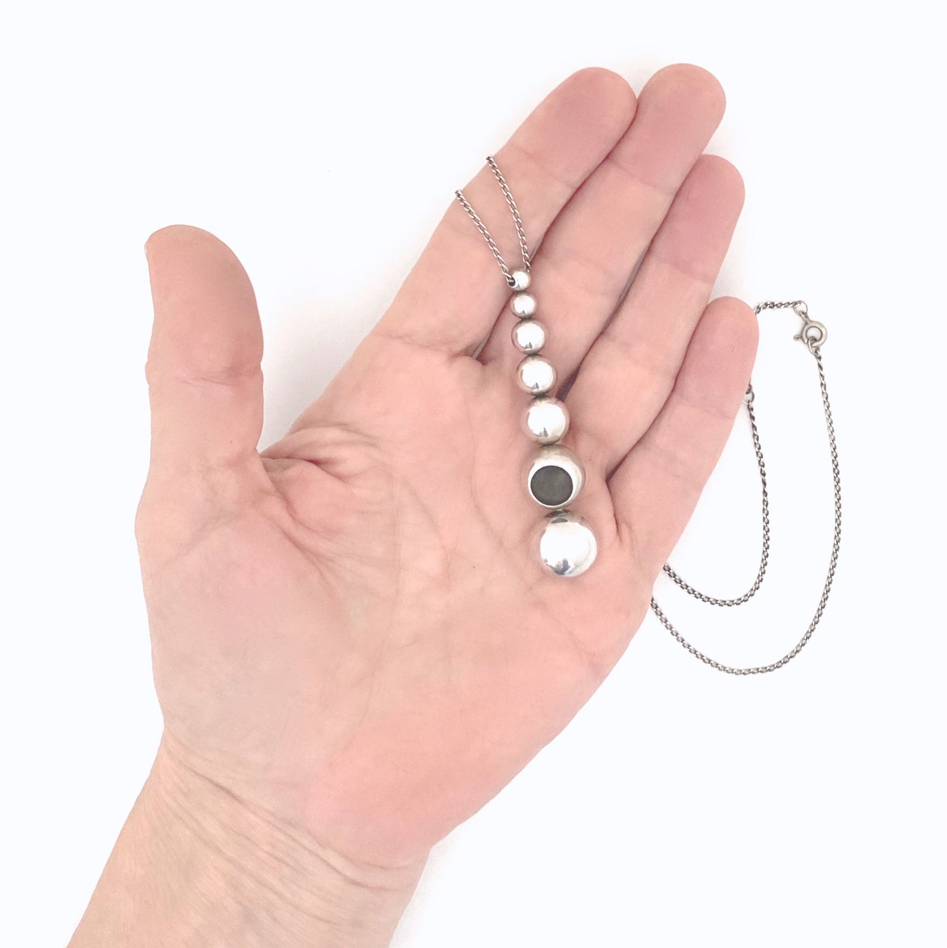 scale Georg Jensen Denmark vintage silver Cave pendant necklace 441 Jacqueline Rabun Scandinavian Modernist jewelry design