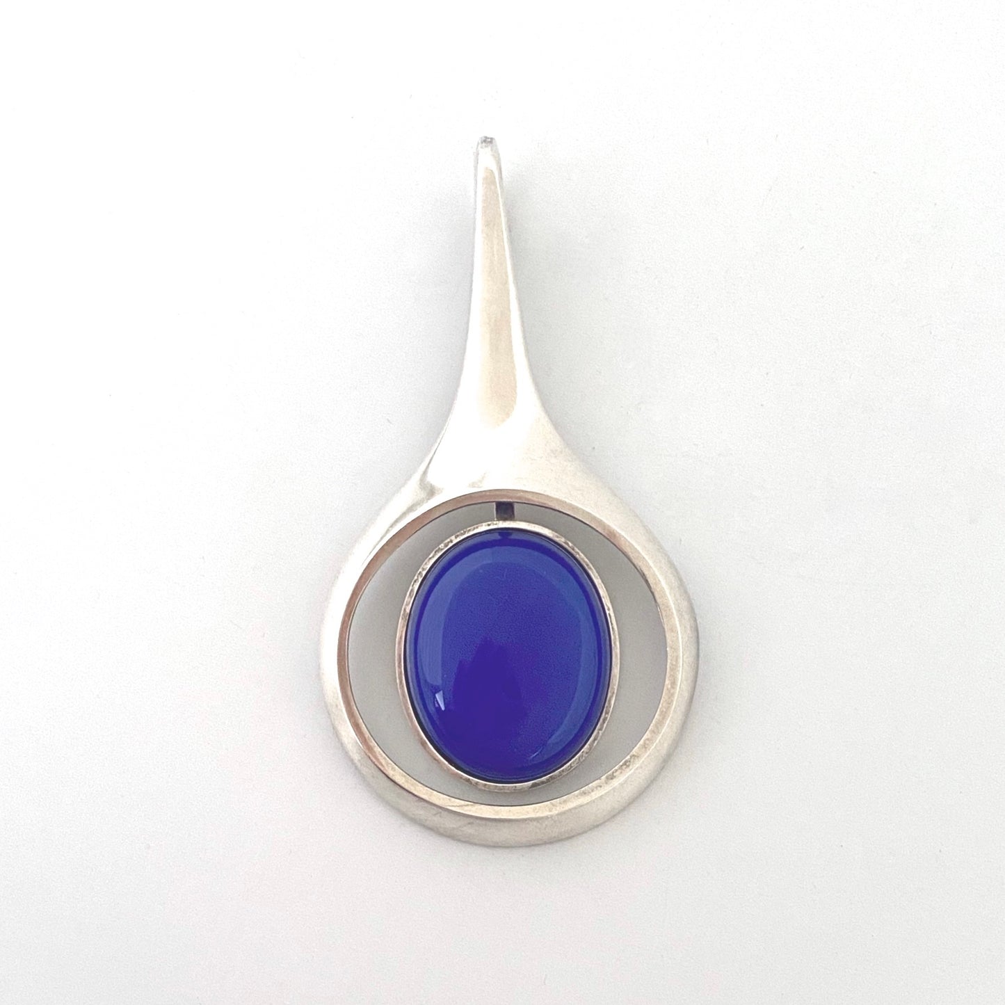 Georg Jensen extra large silver & blue chalcedony pendant #155 ~ Max Brammer