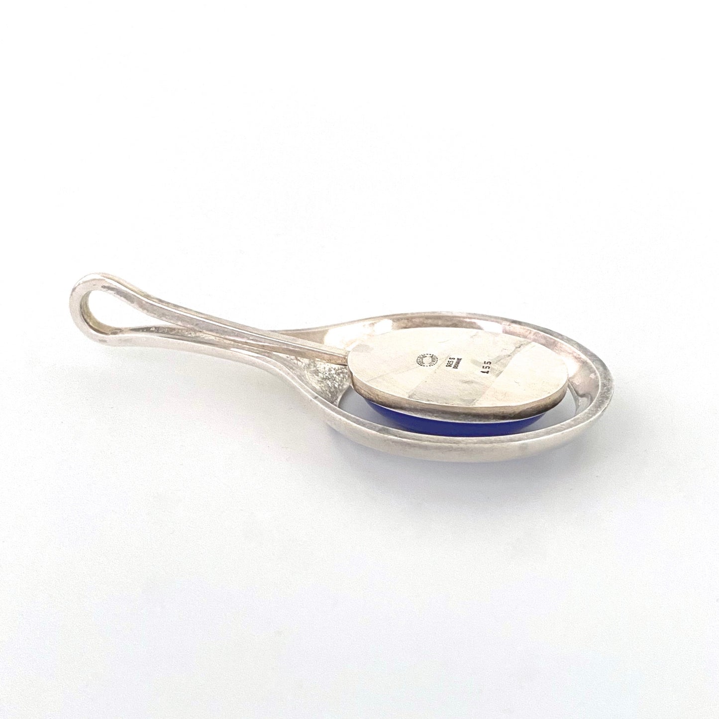 Georg Jensen extra large silver & blue chalcedony pendant #155 ~ Max Brammer