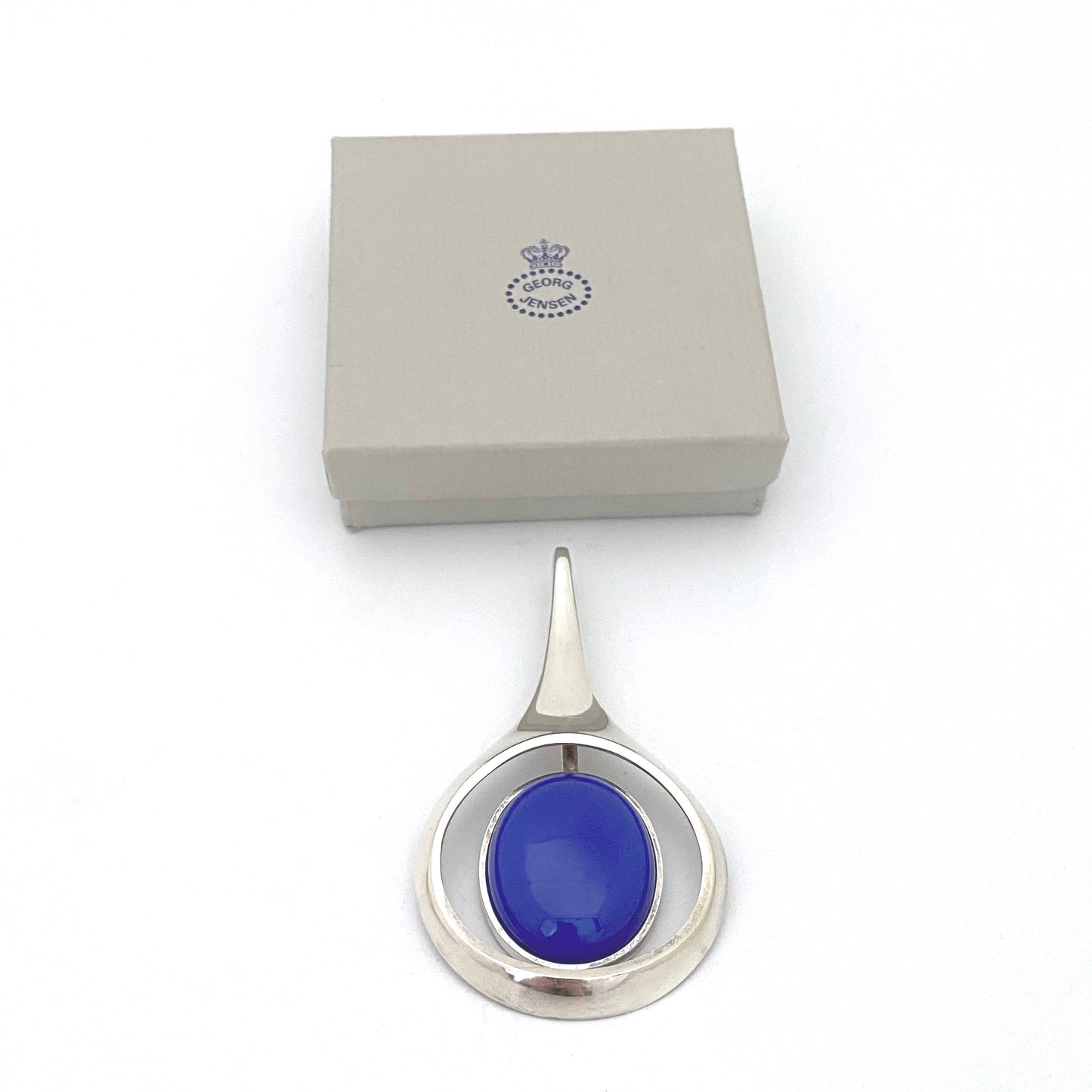 Georg Jensen extra large silver & blue chalcedony pendant #155 ~ Max Brammer