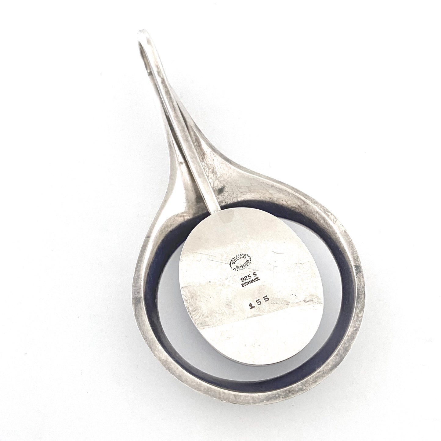 Georg Jensen extra large silver & blue chalcedony pendant #155 ~ Max Brammer