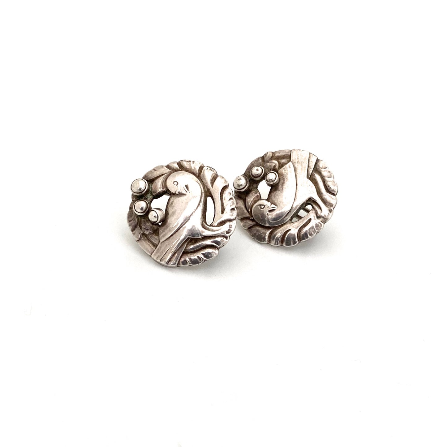 Georg Jensen dove earrings #66 ~ silver cabochons