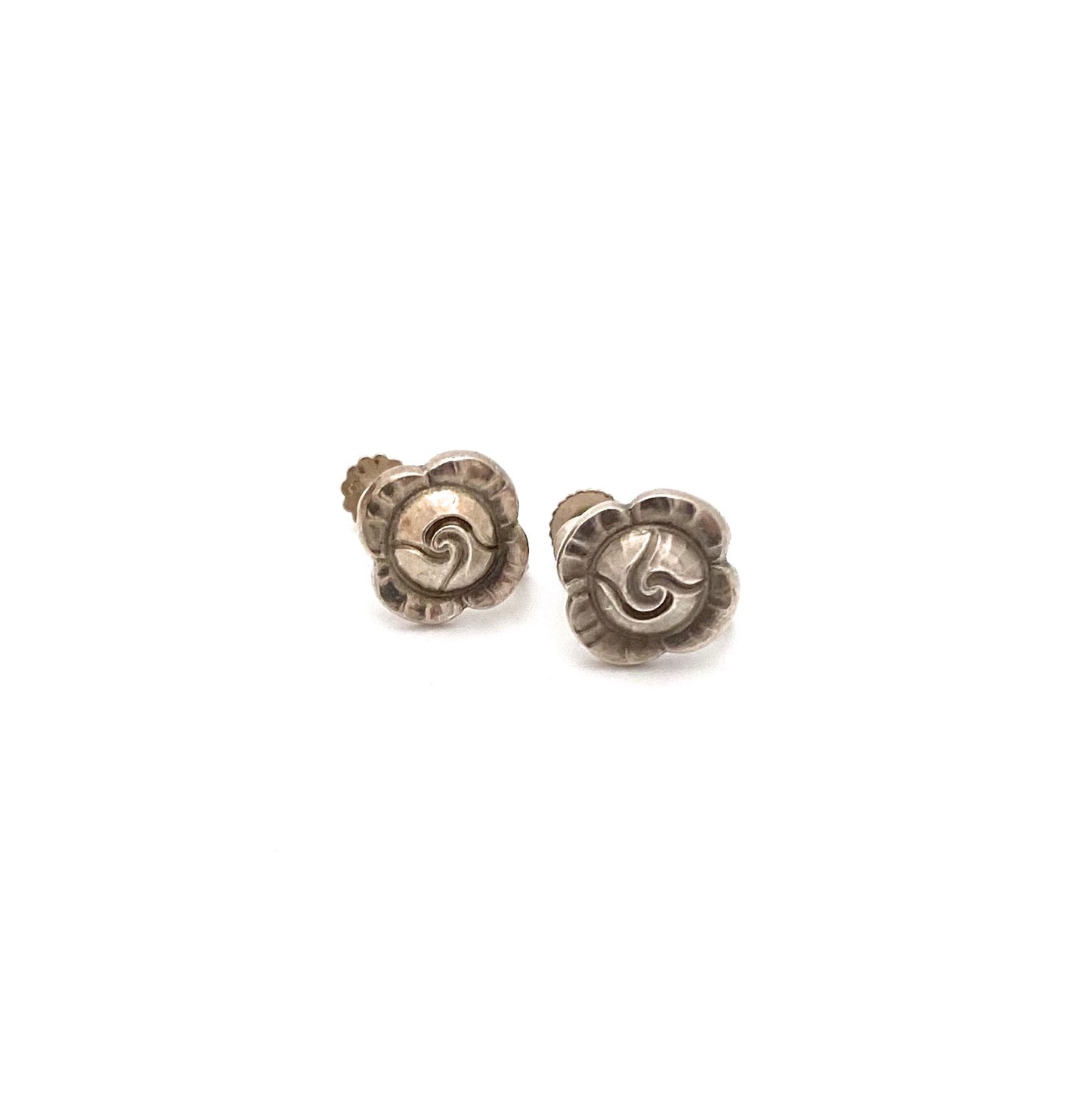 Georg Jensen flower earrings #89 ~ screwback