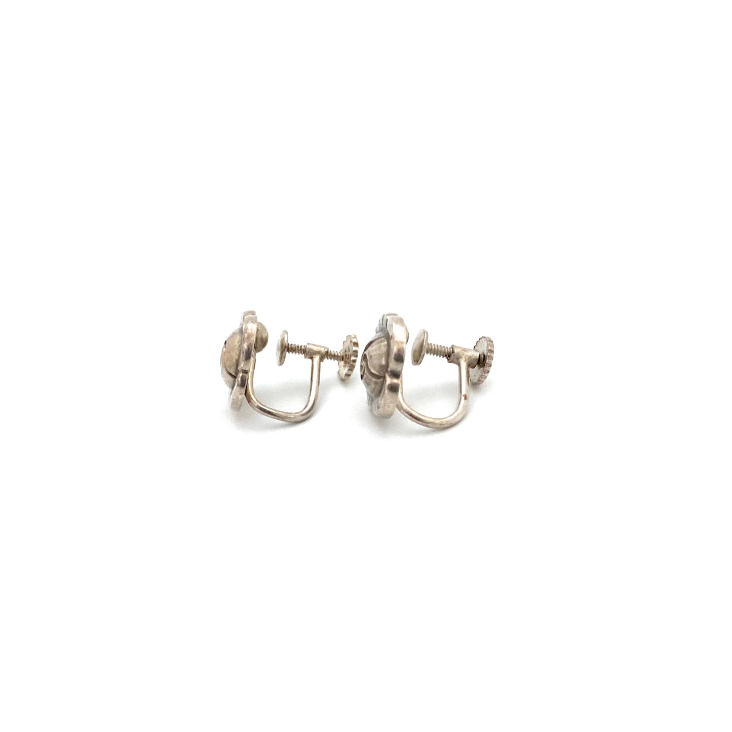 profile Georg Jensen Denmark vintage silver flower earrings 89 screwback Scandinavian jewelry design