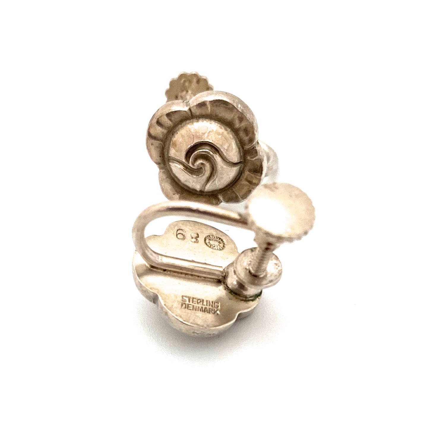 Georg Jensen flower earrings #89 ~ screwback