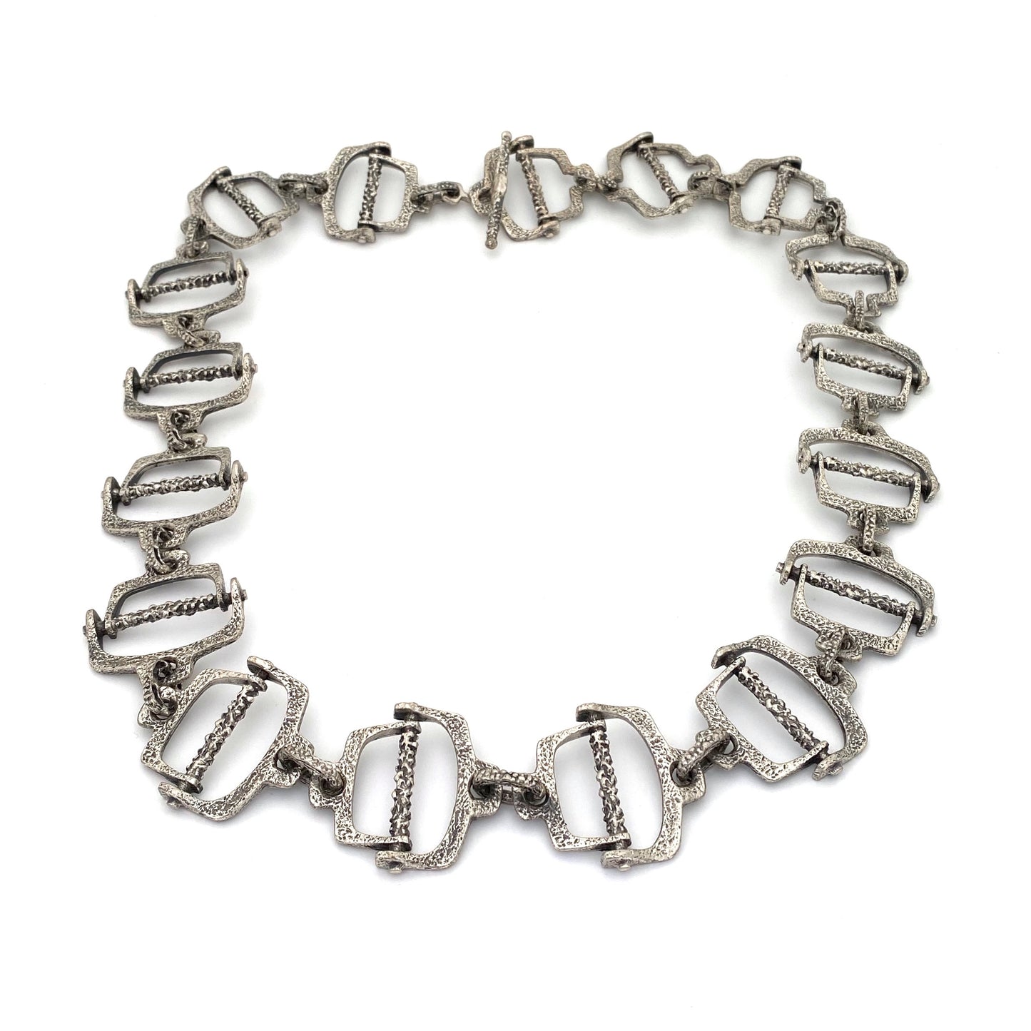 Guy Vidal brutalist pewter openwork belt / necklace