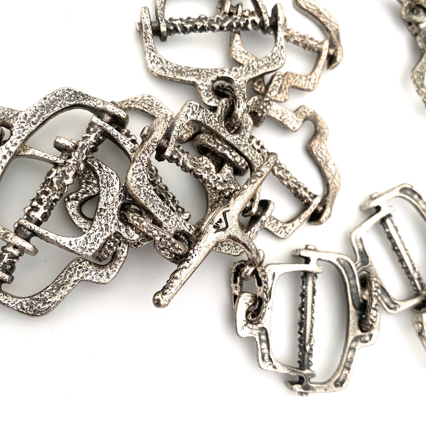 Guy Vidal brutalist pewter openwork belt / necklace