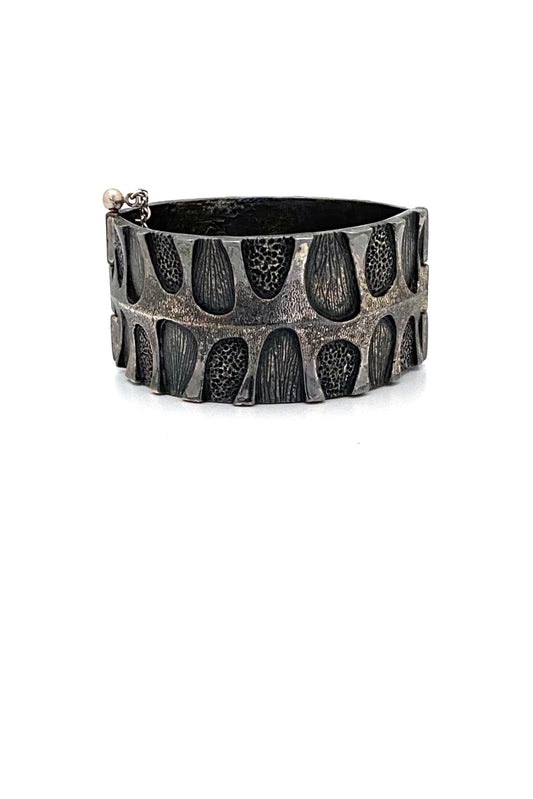 Guy Vidal Canada vintage brutalist pewter hinged bracelet