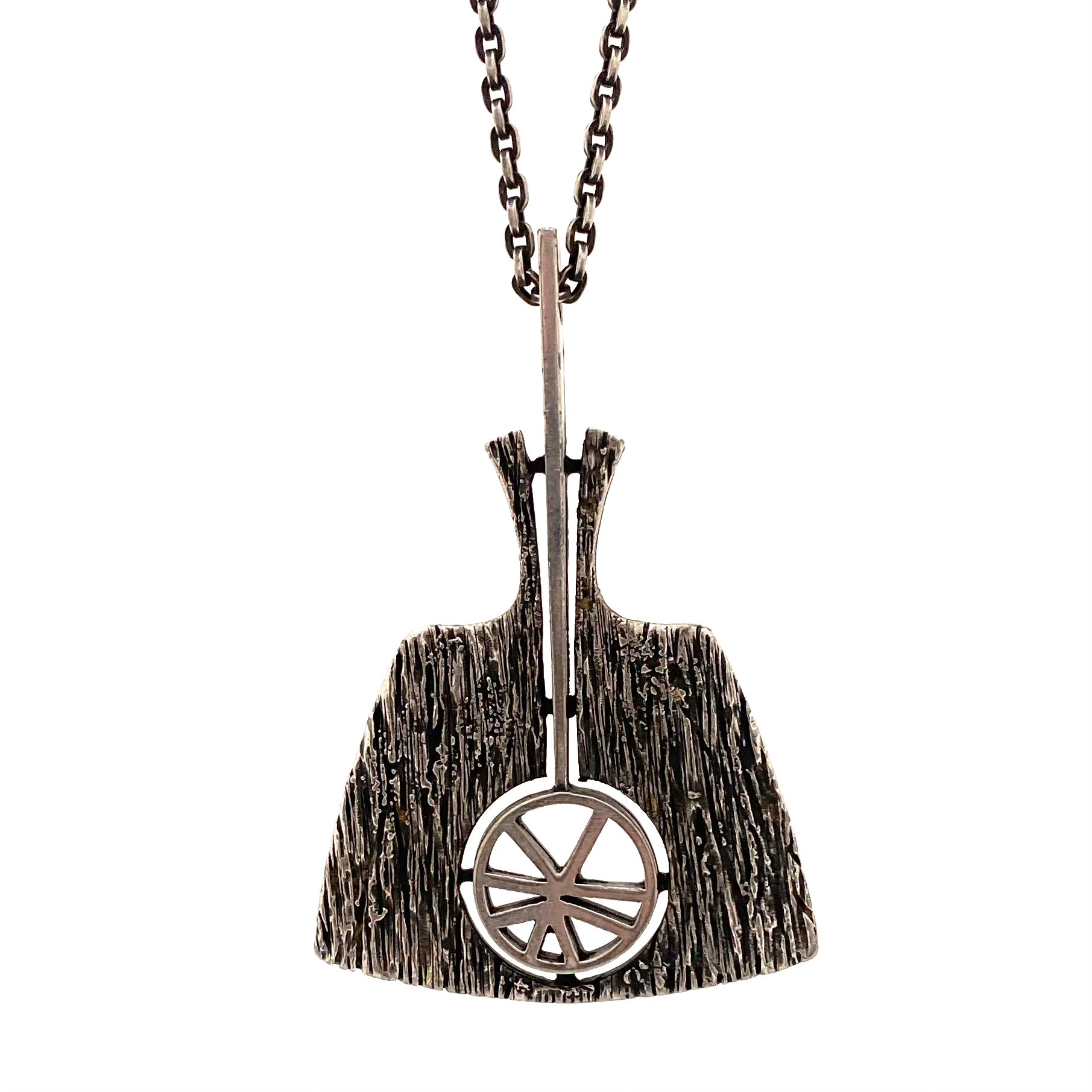 detail Guy Vidal Canada vintage brutalist pewter large pendant necklace Canadian jewelry design