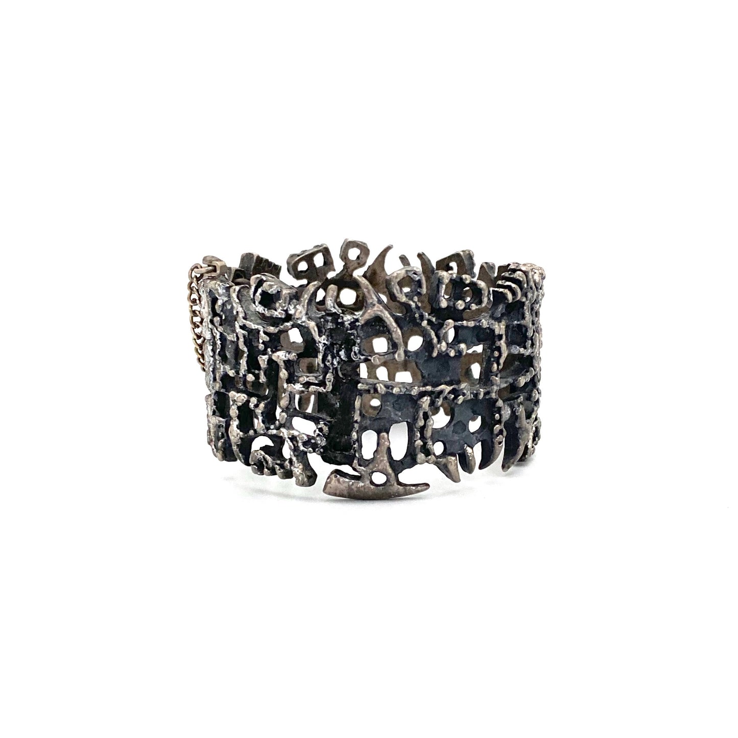 Guy Vidal brutalist pewter openwork hinged bracelet #2