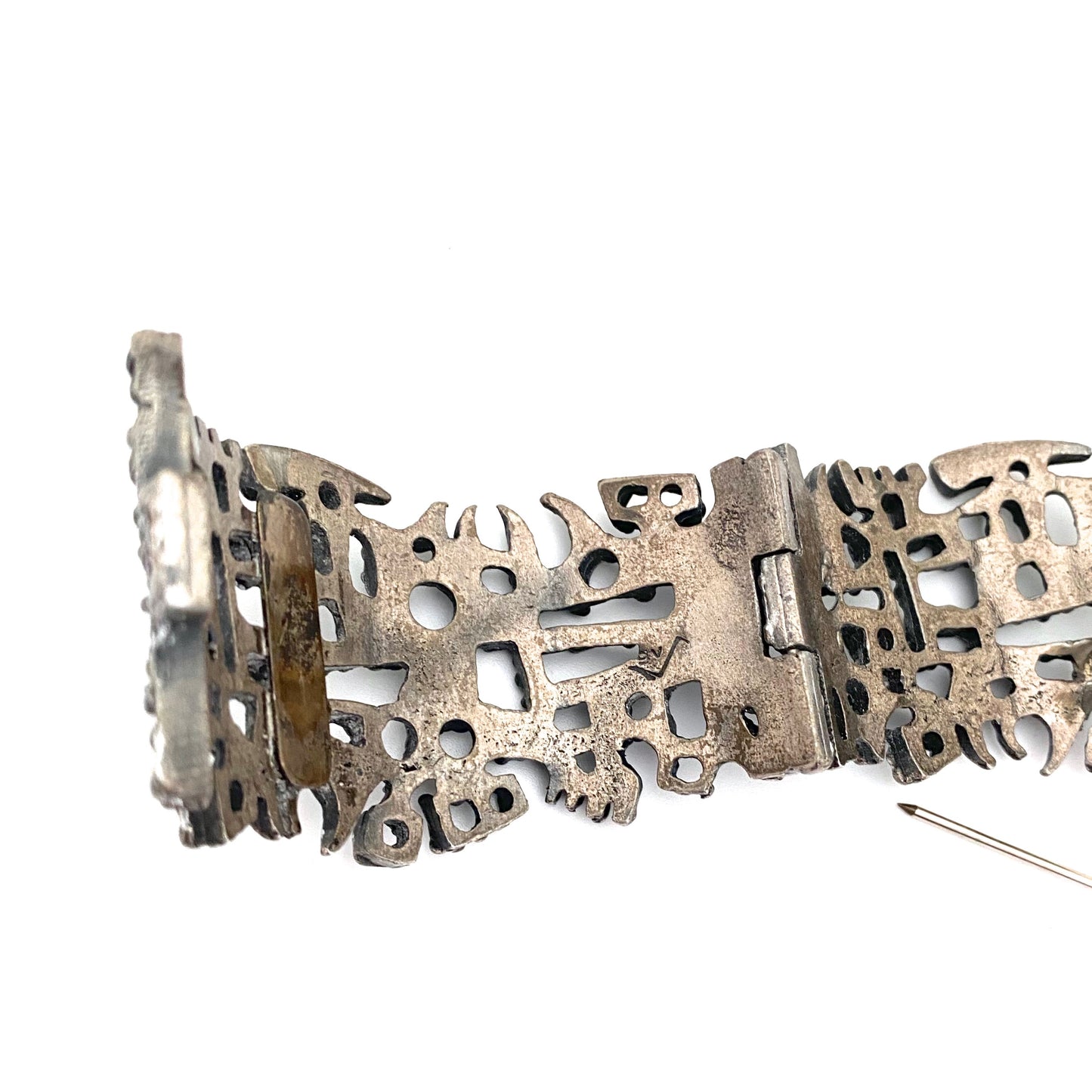 Guy Vidal brutalist pewter openwork hinged bracelet #2