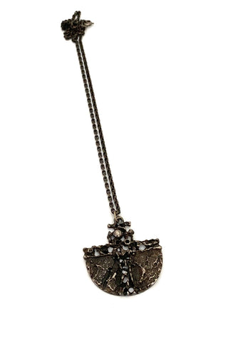 Guy Vidal Canada vintage brutalist pierced pewter pendant necklace Canadian jewelry design