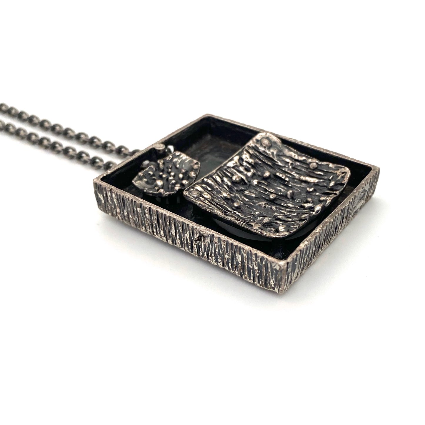 Guy Vidal large double sided shadowbox pendant necklace ~ scarce