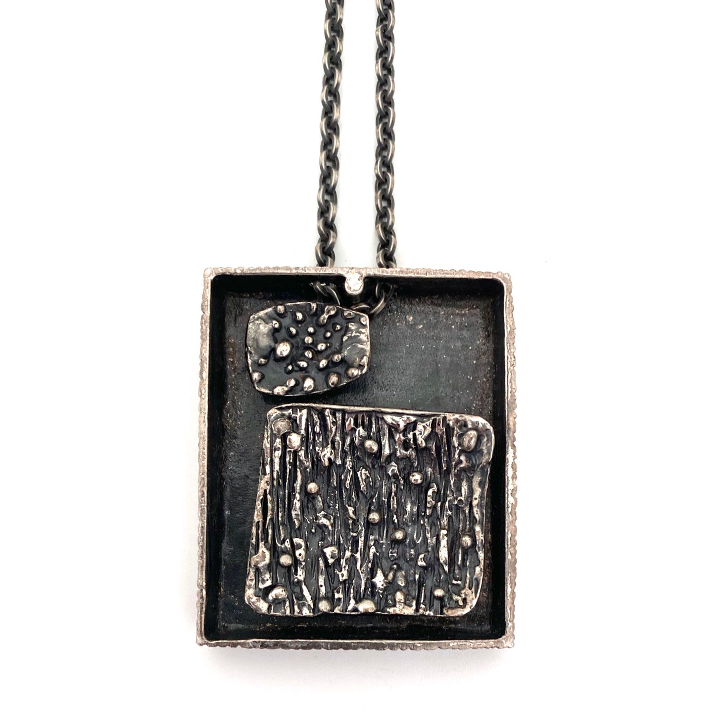 Guy Vidal large double sided shadowbox pendant necklace ~ scarce