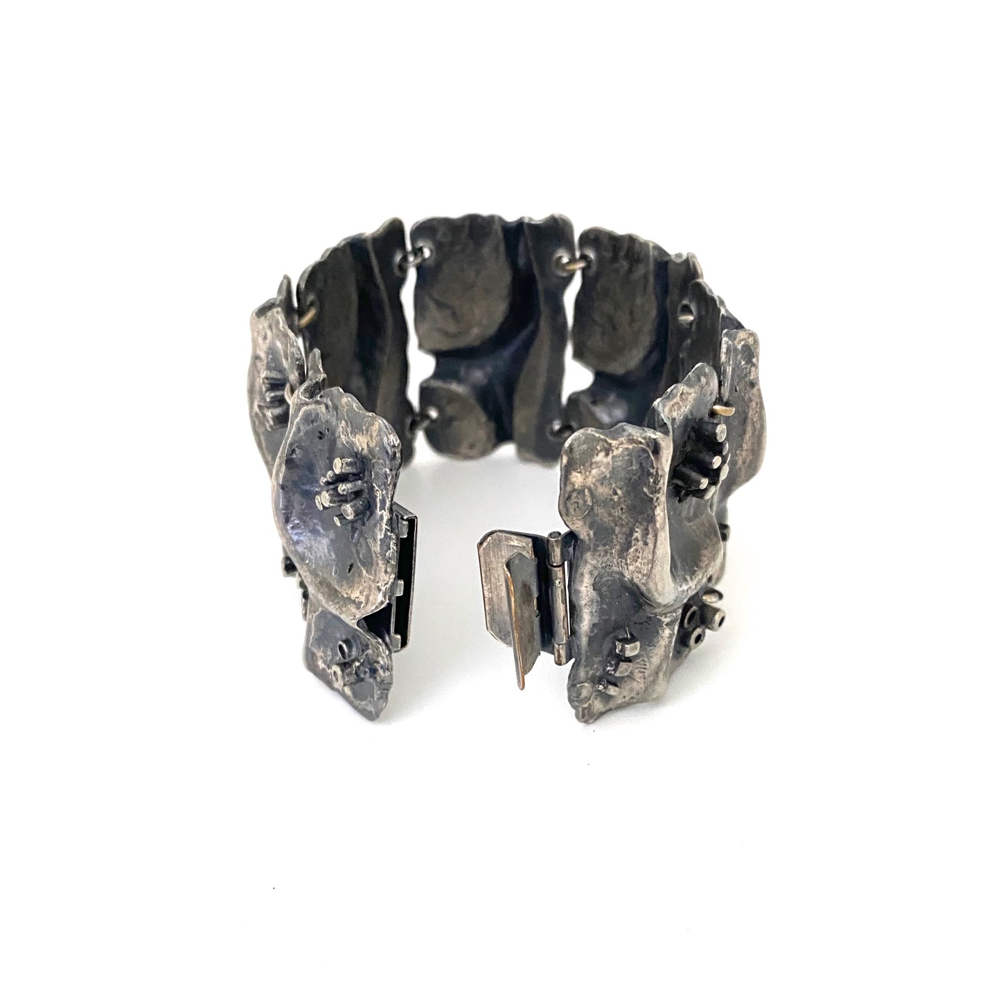 Guy Vidal wide sculptural panel link bracelet ~ rare