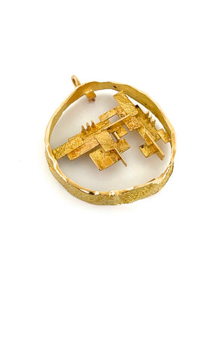 Hans Gehrig Canada vintage 18k gold large sculptural pendant Modernist jewelry design